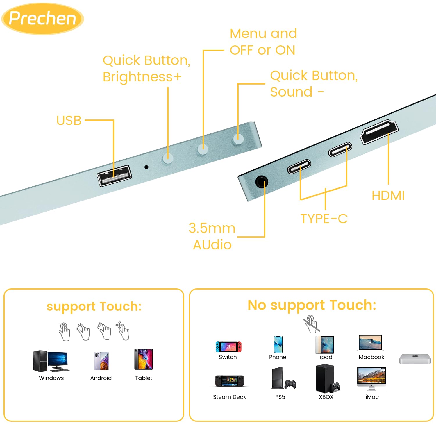 ⭐️Prechen モバイルモニター タッチ スクリーン Amazon.com: Prechen 15.6'' Touchscreen Portable Monitor, FHD IPS