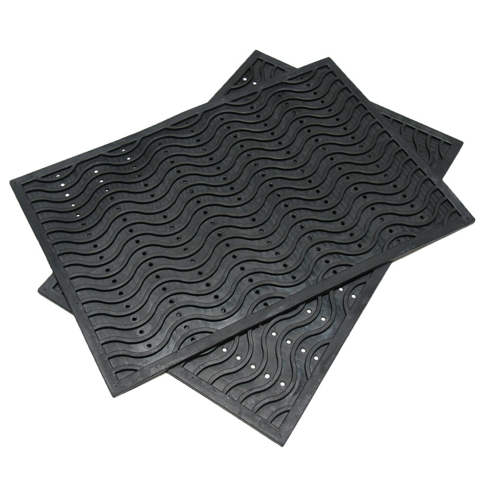 Rubber-Cal 03-237-WA "Dura-Scraper Wave" Commercial Entrance Rubber Mat, 3/8" Thick x 24" x 36", Black