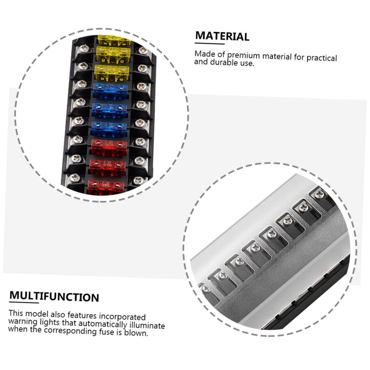 Boîte à Fusibles Automobile Protection Surcharge en Plastique 12 Voies avec Porte-fusible Cuivre 32v 75a pour Voitures et Bateaux