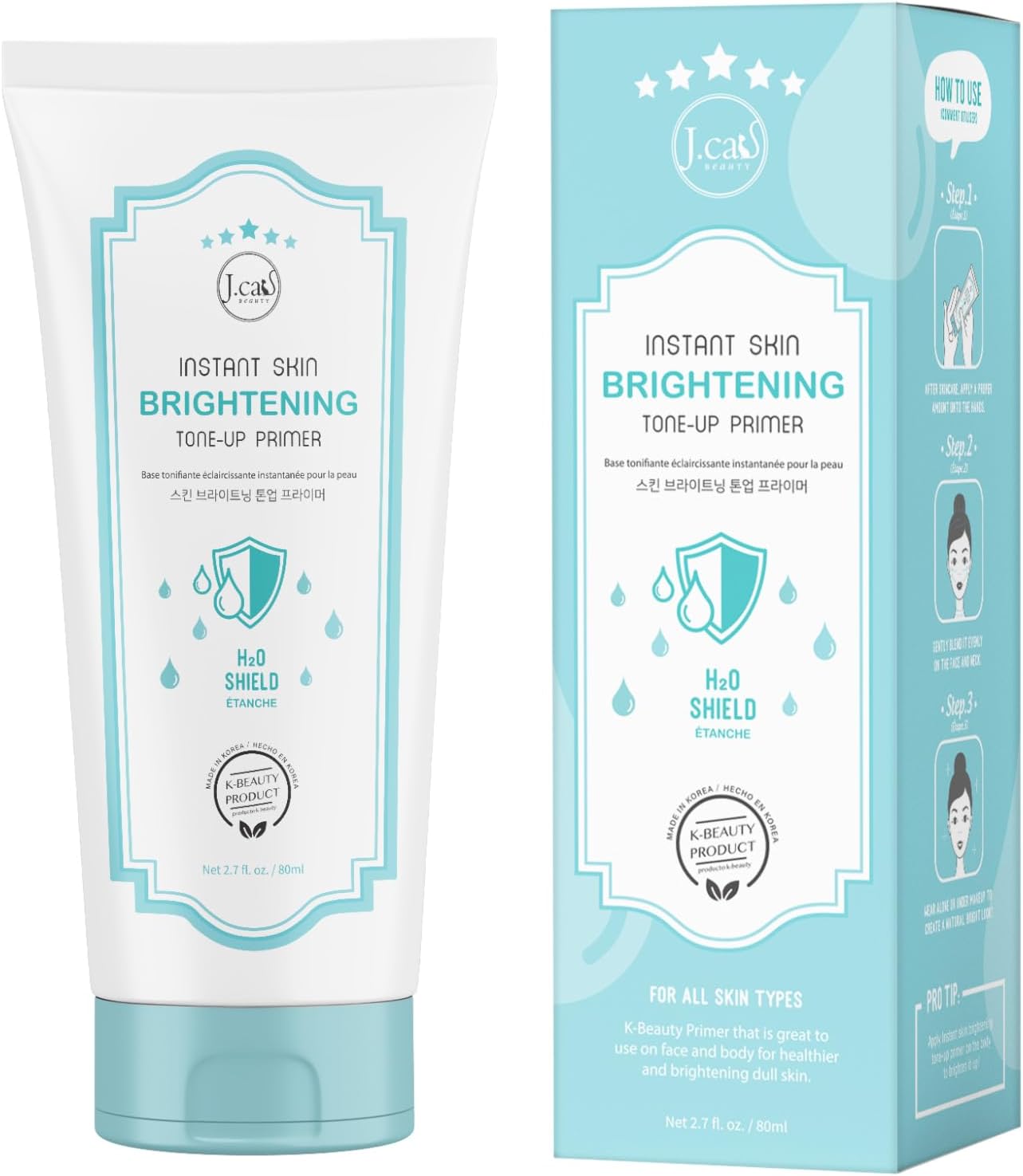J.Cat Beauty Illuminating Tone-up Primer, H2O Shield for Dull Looking Skin, Helps Even the Skin Tone, Non-Sticky Formula 2.7 Fl. Oz
