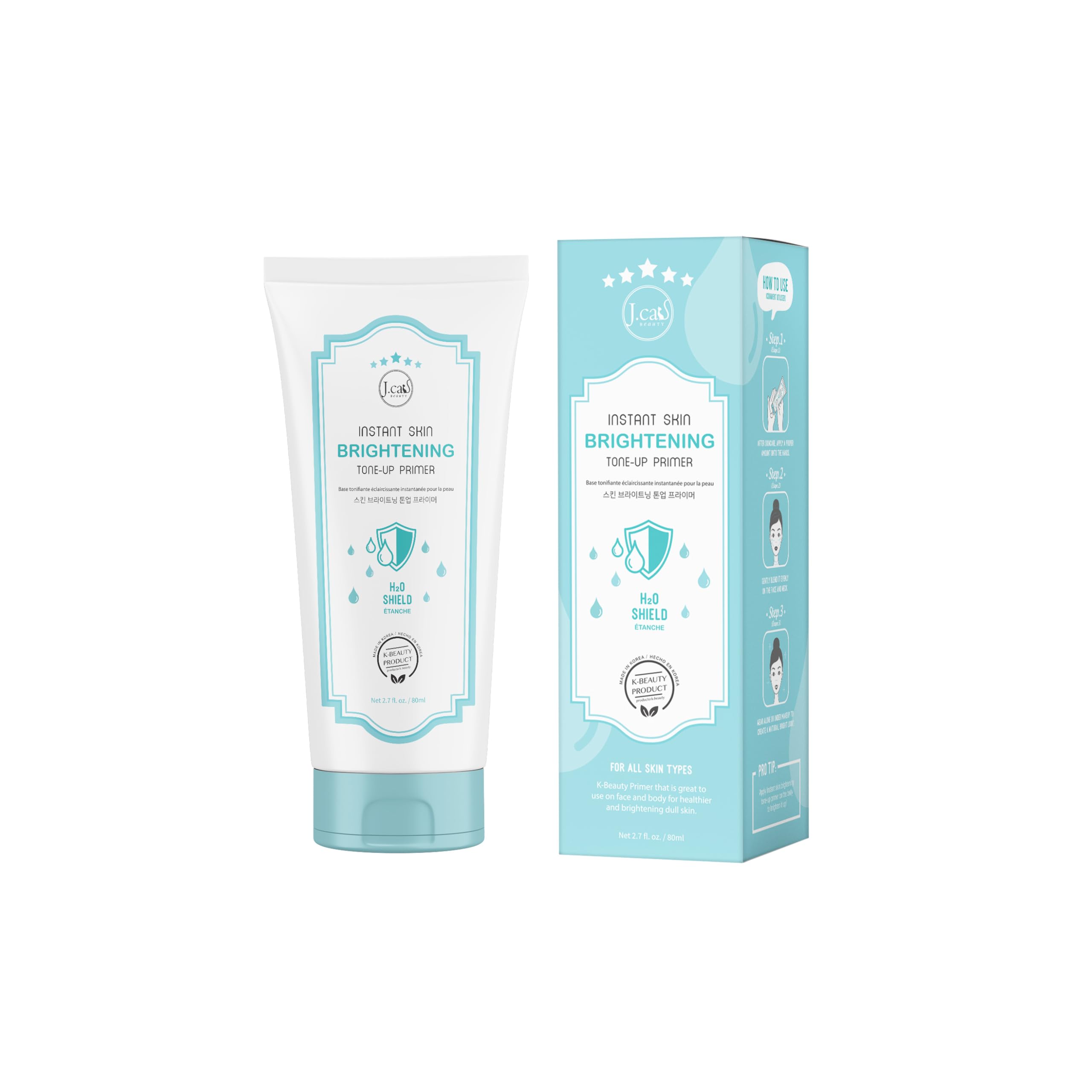 J.Cat Beauty Illuminating Tone-up Primer, H2O Shield for Dull Looking Skin, Helps Even the Skin Tone, Non-Sticky Formula 2.7 Fl. Oz