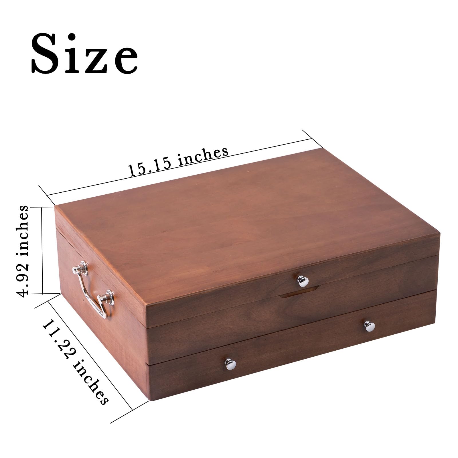Besteck-Aufbewahrungsbox mit Deckel, doppellagig, Besteck-Aufbewahrungsbox mit Griff, Bestecktruhe für Silber, Besteck-Boxen für Besteck-Organizer, Bestecktruhe ohne Besteck