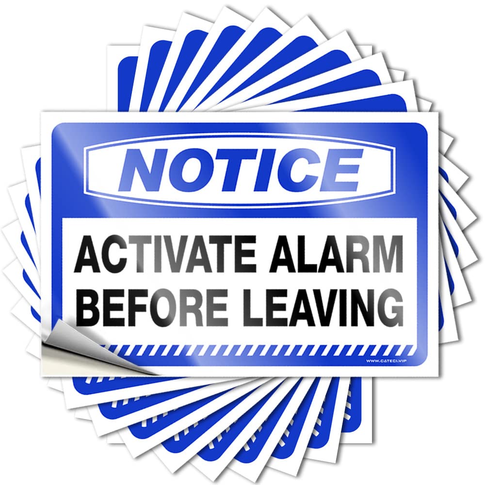 Tattoos Outside Decor for Porch Durable Vinyl - Notice Activate Alarm Before Leaving Bumper for Dry Use(12X18CM)