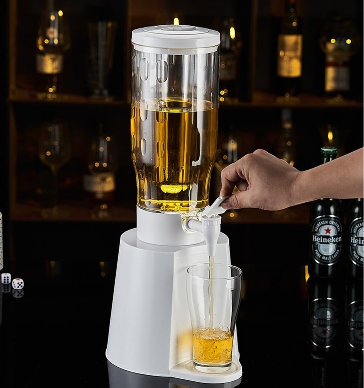 Dispensador de Bebidas Beer Tower de 2 l/70 oz con Grifo y Tubo de Hielo