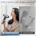 Cordless Hair Dryer, 15000mAh Battery, Rechargeable Hair Dryer, 3 Adjustable Hot and Cold Wind, Used for Travel, Camping, and RV.
