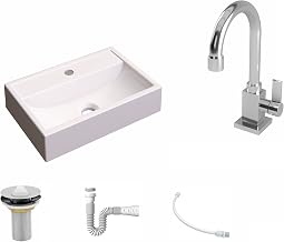 Kit Cuba Q45 C/Torneira Luxo 1195 Metal + Válvula 1'' (2,6cm) + Sifão Pvc + Flexível Bege
