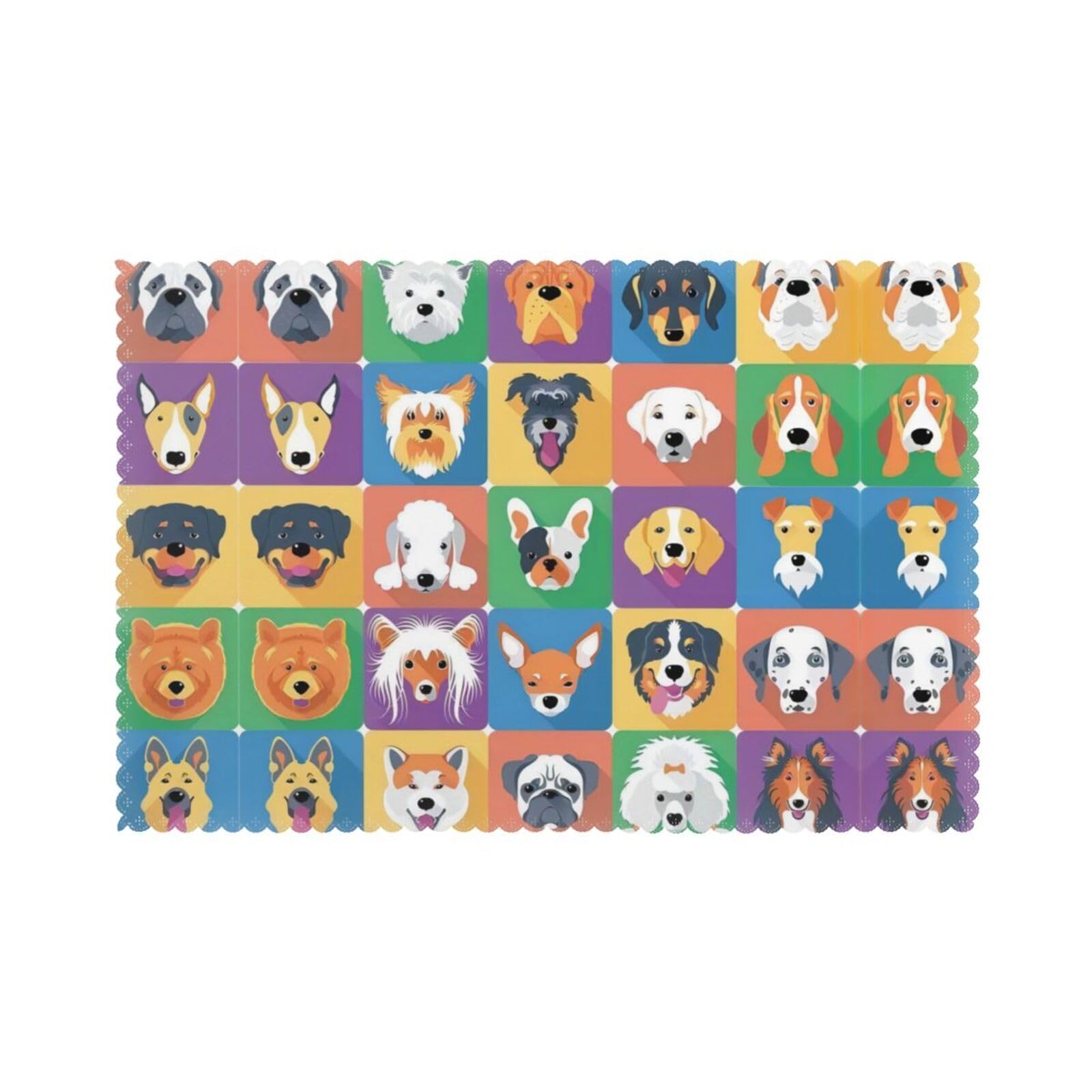 Dog Printed table mat set (6 pieces) - Aesthetic upgrade for family gatherings and hotel banquets