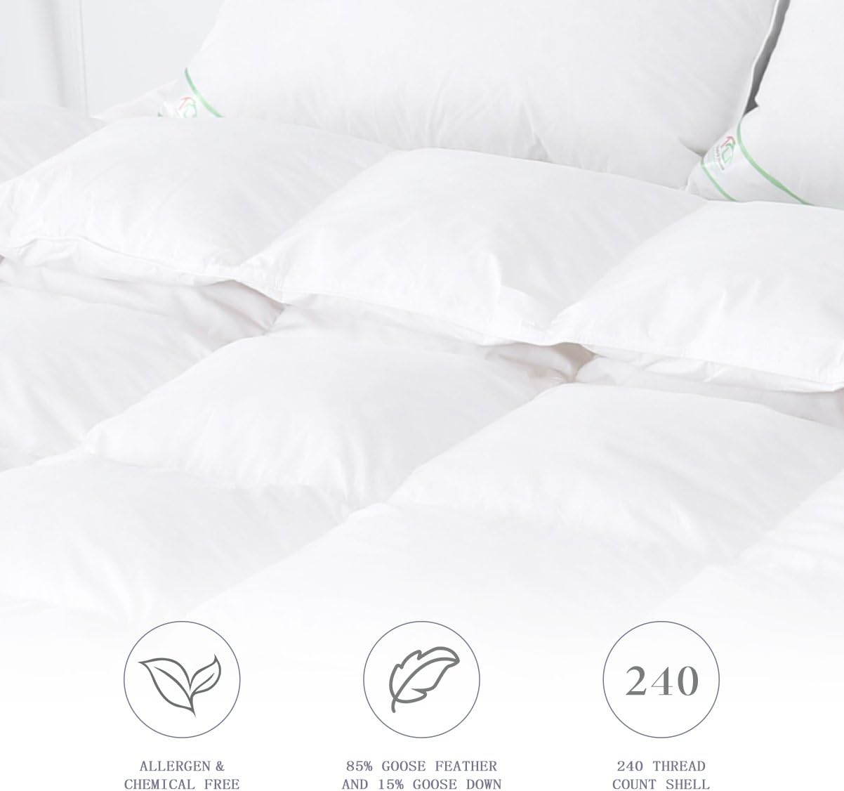 Duo V Home Couette En Plumes Et Duvet D Oie De Luxe 13 5 Tog 100 Coton A L Exterieur Et Anti Acariens Tissu Duvet Blanc Blanc 2x230cm Amazon Fr Cuisine Et Maison