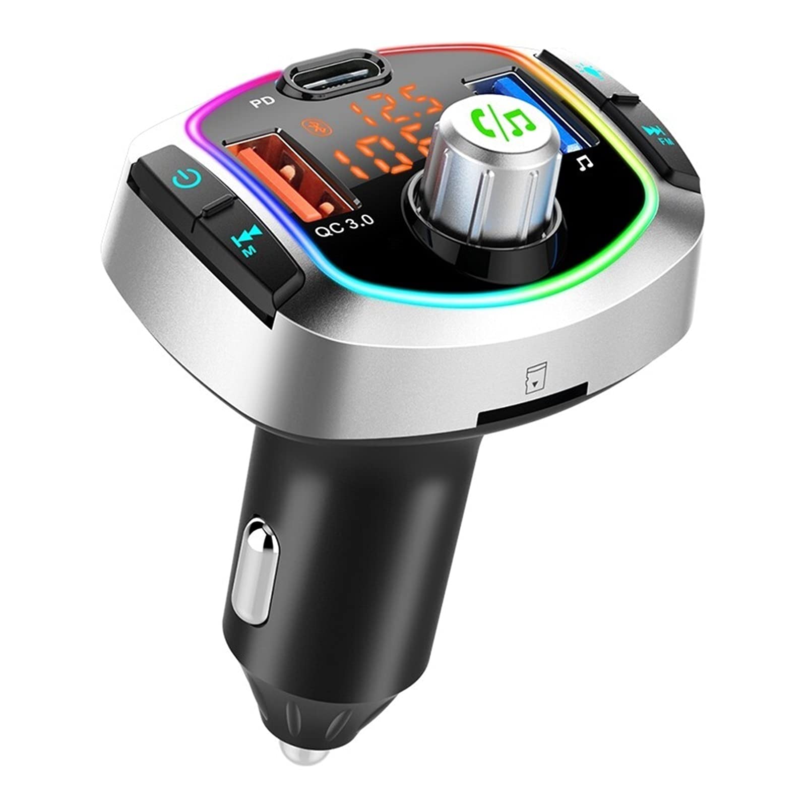 Adattatore Audio Bluetooth. Bluetooth 5.0 Kit for Auto Vivavoce Wireless FM. Trasmettitore Auto MP3. Giocatore con PD18W QC3.0. Caricabatterie for Auto a Carica Rapida