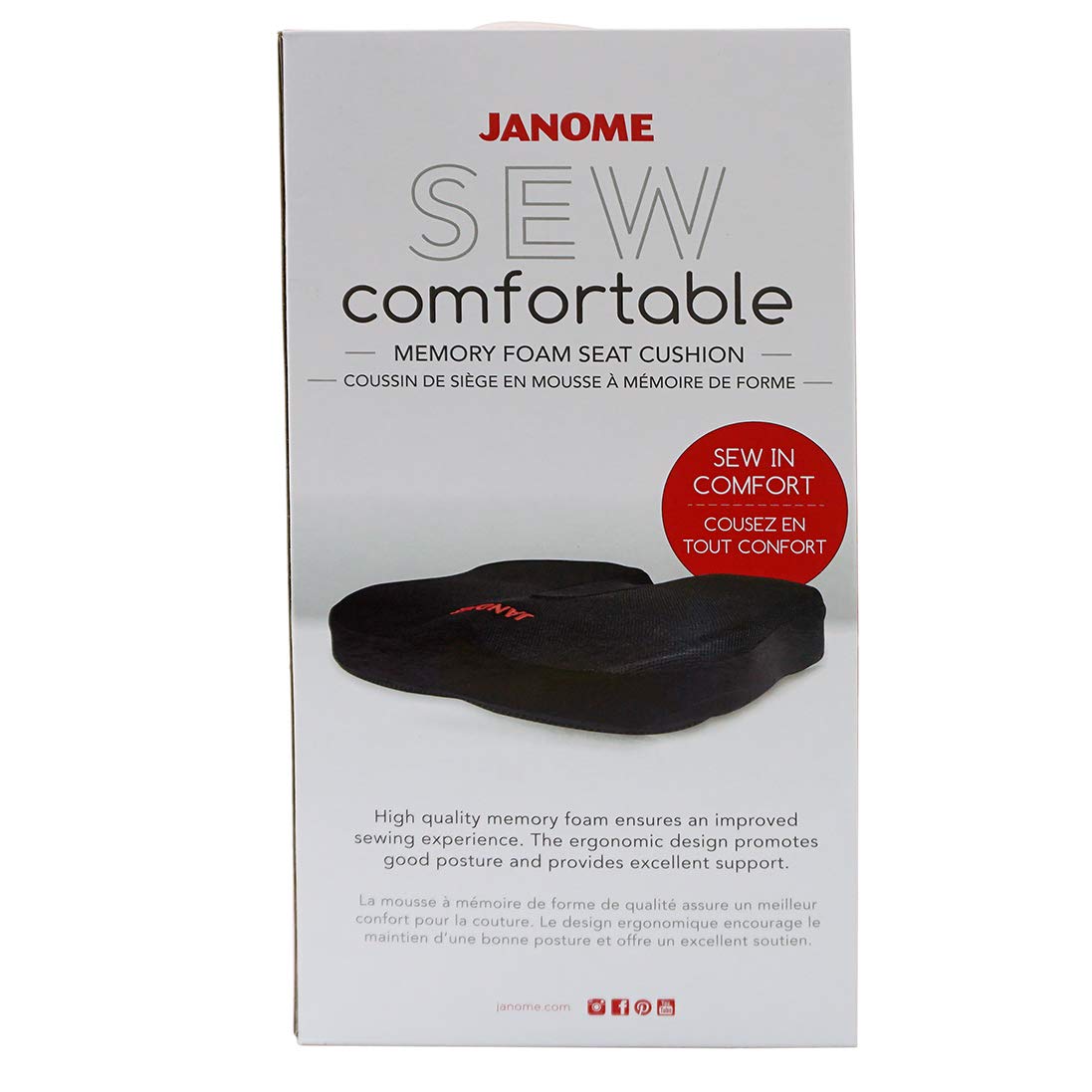 Amazon.com: Janome Sew Comfortable Memory Foam Seat Cushion : Arts