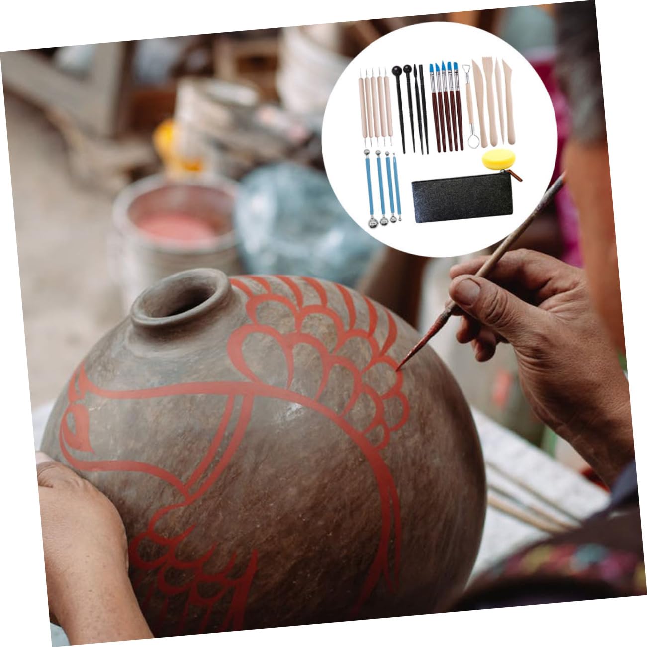 DOITOOL 2 Sätze Schnitzwerkzeug Ton Keramik Töpferwerkzeuge Töpferei Polymer Bildhauerei Skulptionsinstrumente Formen Schnitzen Von Modellierwerkzeugen Pottery Clay Lehmwerkzeuge Hölzern