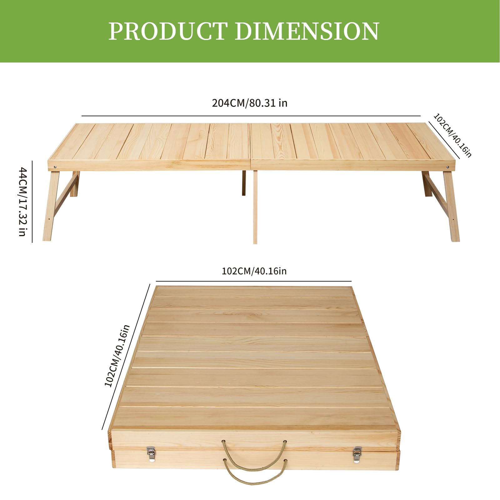 Photo 1 of ***TAKEN APART-PARTS ONLY****Zupemo Foldable Boho Wooden Picnic Table, No Assembly Required Portable Outdoor Indoor Low Picnic Table for Floor Seating, Beach, Camping, BBQ, Backyard, 80" x 30", Seats 8–10 People