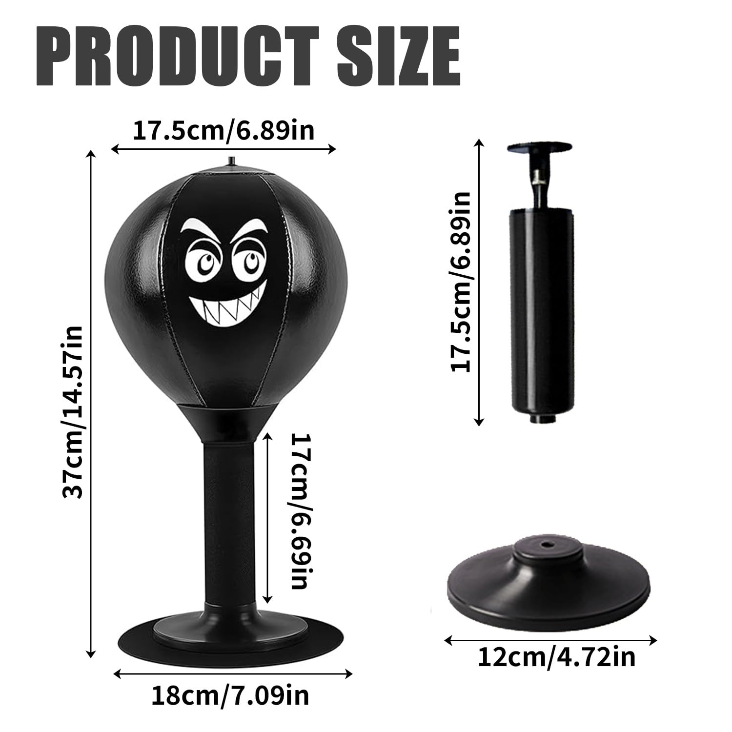Punchingball Tisch mit Saugnapf, Desktop Boxsack mit Feder & Luftpumpe, Mini Punching Rage Bag für Büro und Zuhause, Freistehender Stressabbau Boxsack für Chef Kollegen und Freunde