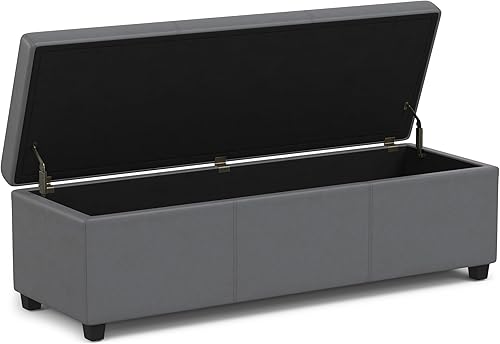 Miniatura 4 de SIMPLIHOME Avalon - Banco contemporáneo tipo otomana rectangular con almacenamiento extragrande de 54 pulgadas de ancho, de pelo sintético de