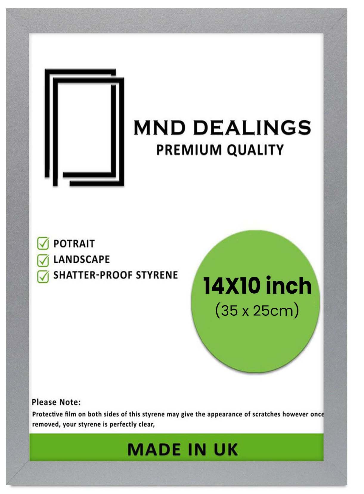 Mnd Dealings Silver ® Modern 25X35 Inches Poster Photo Frames Wall Hanging Or Tables Table Top With Backboard & Styrene Perfect For Your Wall Gallery Or Living Room (14X10 Inch,)