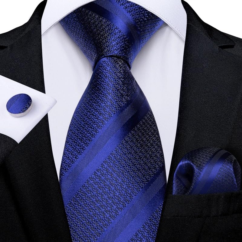 Set de corbatas para hombres y mujeres con rayas en seda y poliéster miniatura 2