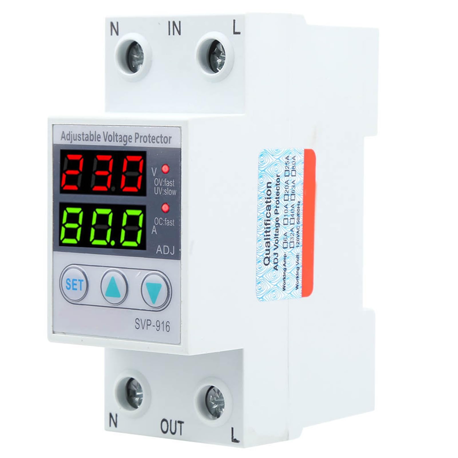 Home Adjustable Voltage Protector SVP ‑ 916 100‑130VAC High and Low Voltage Voltage Protector Reset Mode Protector((80A))-image-0