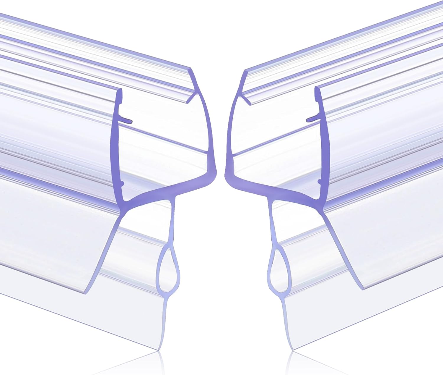 2 Pcs Glass Shower Door Seal Strip with Drip Rail for 3/8"(10mm) Glass Shower Door Bottom Seal, Length 27.5"/0.7m, Frameless Glass Door Sweep Stop Shower Leaking