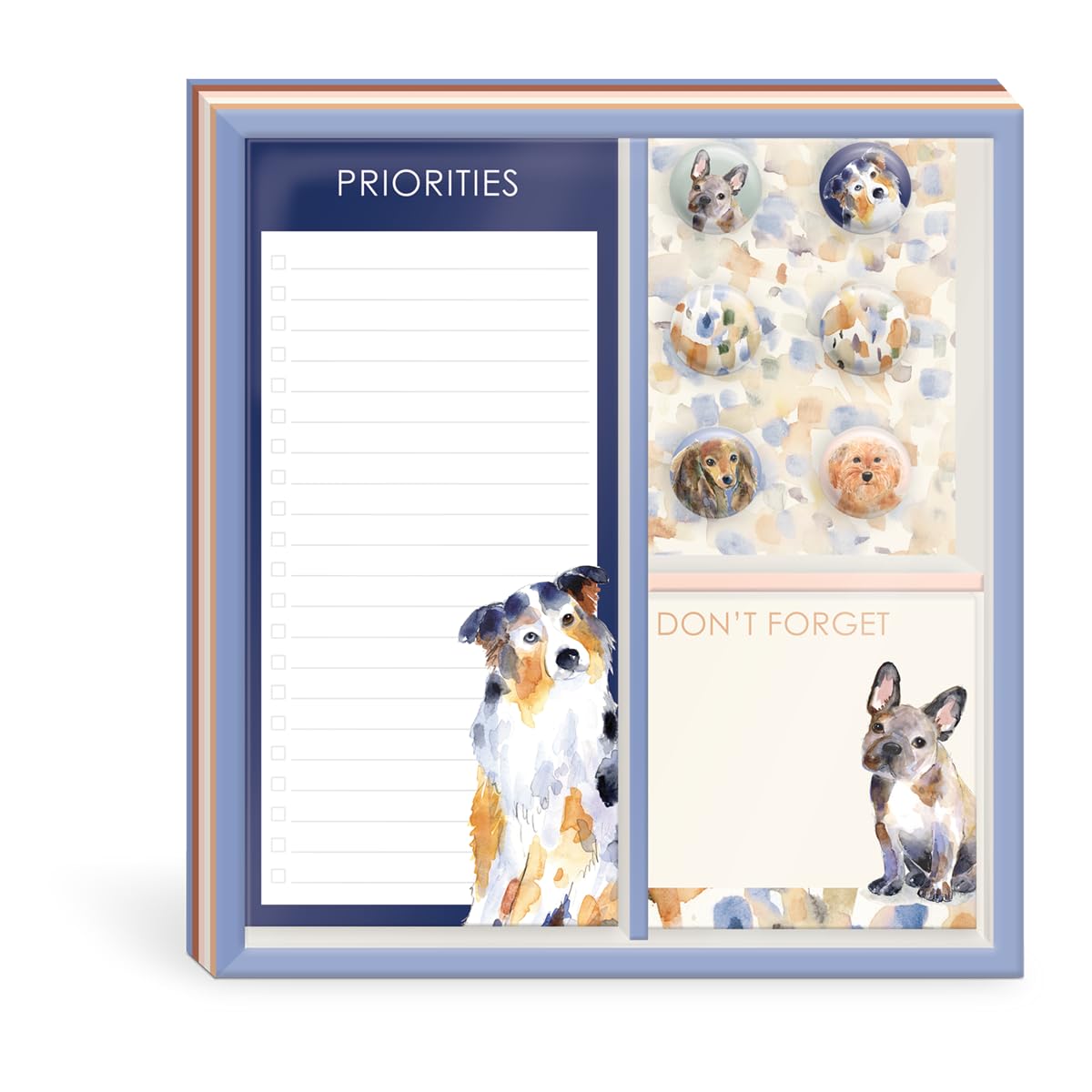 Punch Studio Watercolor Pets Dogs Boxed Stationery Set with Magnets &amp; Pads