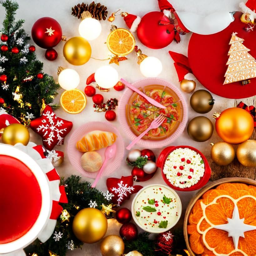 210pcs Paper Plates Disposable Tableware Party Supplies -Plastic silverware, paper cups and plates Serves 30 (pink) - Image 3