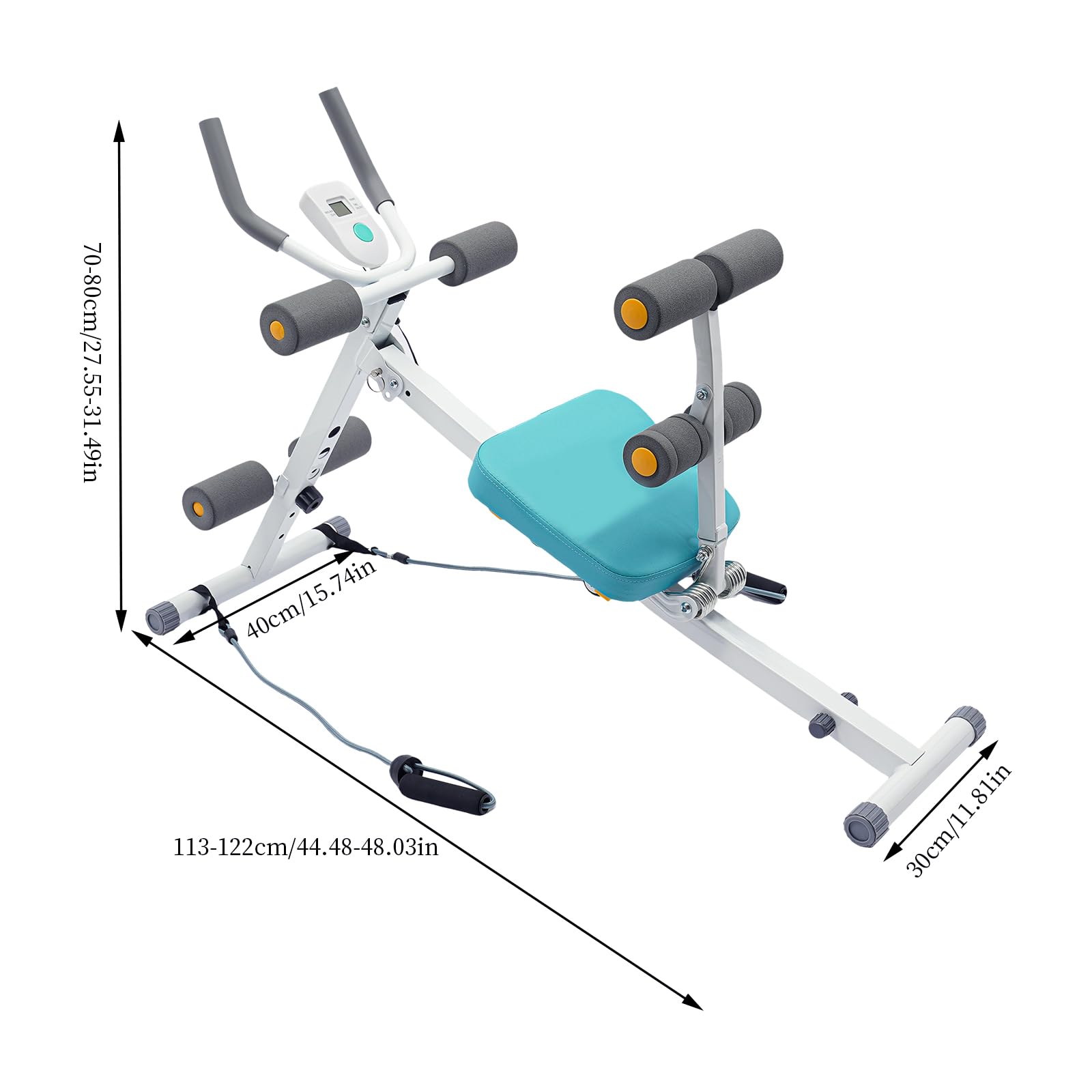 Trenażer mięśni brzucha, maks. 120 kg, składany, z wyświetlaczem LCD, regulowany, wielofunkcyjny przyrząd treningowy do treningu rdzenia