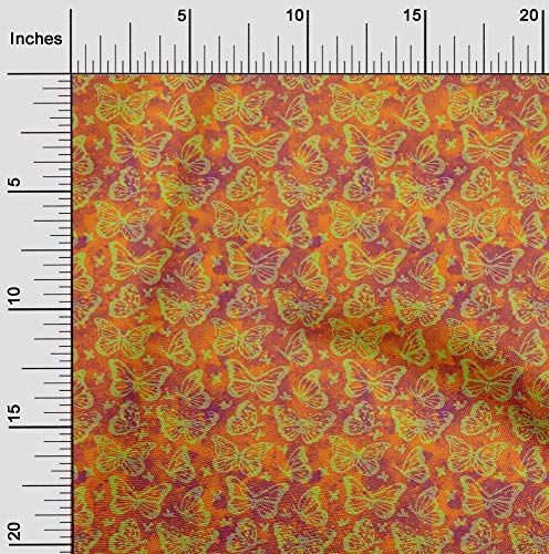 oneOone Polyester Spandex Orange Fabric Batik Sewing Fabric By The Yard Printed DIY Clothing Sewing Supplies 56 Inch Wide
