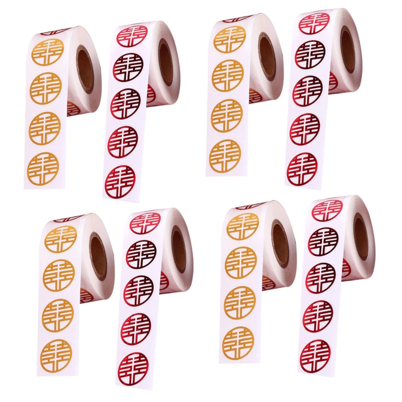 Hochzeitsanhänger, Geschenkanhänger, 8 Rollen Selbstklebende Doppelte Glücksaufkleber Chinesische Hochzeitsetiketten Aufkleber for Kekstüten Zur Hochzeit Roter Xi-wortaufkleber