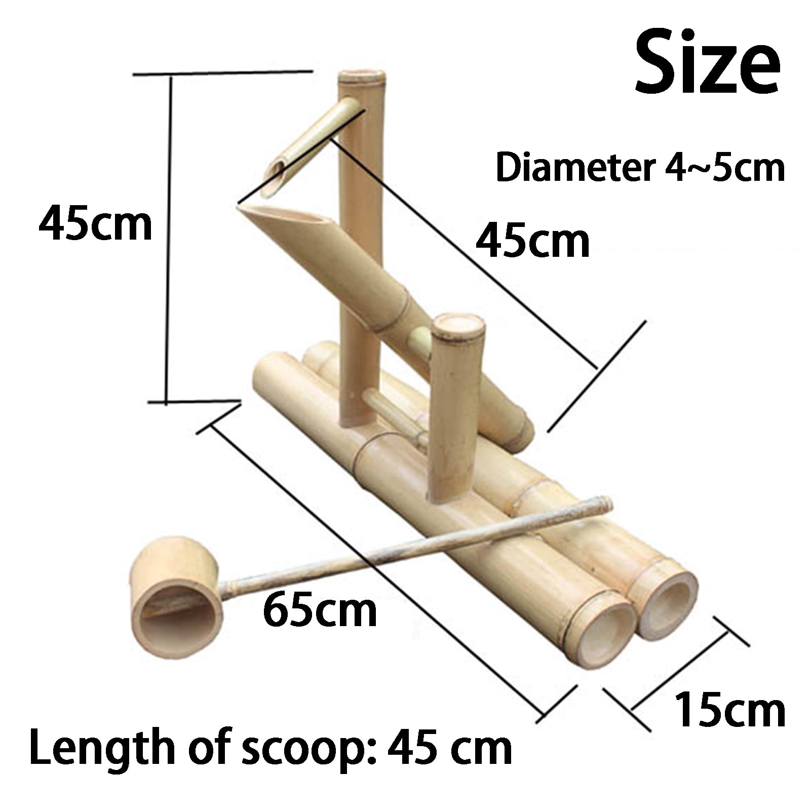 Kit Fuente Bambú, Fuente Agua Madera con Bomba Mecedora para Paisajes, Fuente Agua para Paisajismo Zen Adecuada para Terrazas Y Patios Oficinas