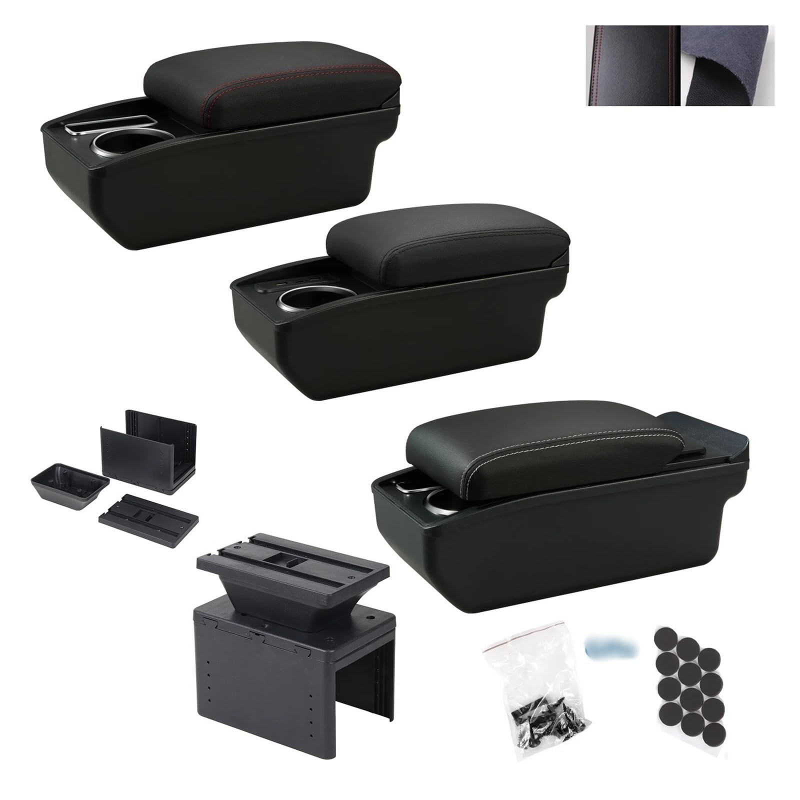 Caja almacenamiento para consola central coche Reposabrazos Universal Para Coche, Caja De Modelo, Almacenamiento Central, Portavasos Dedicado, Piezas Reacondicionamiento(C3 White Line 6USB)