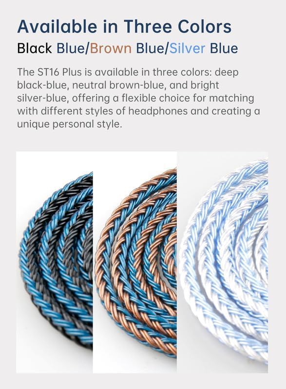 Cable de extensión de auriculares de 16 hebras KBEAR ST16-Plus con conector de 2 pines 7
