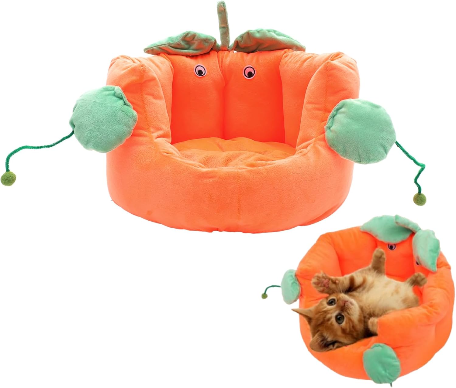 POPETPOP Pet Tent Cat Nest Cozy Pumpkin Color Cat Sleeping Bed for Small Dogs Puppies and Comfortable Indoor Pet Bedding for Travel and Relaxation