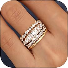 Chriscoco 4Pcs Bague Femme Or Bague Plaqué 14 Or Femme Alliance Femme Bague Fiançailles Zircone Cubique Bague De Promesse Lot Bague Or- Avec Boîte À Bijoux