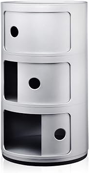 Kartell Componibili Cabinet 3 Panel Silver Round Base