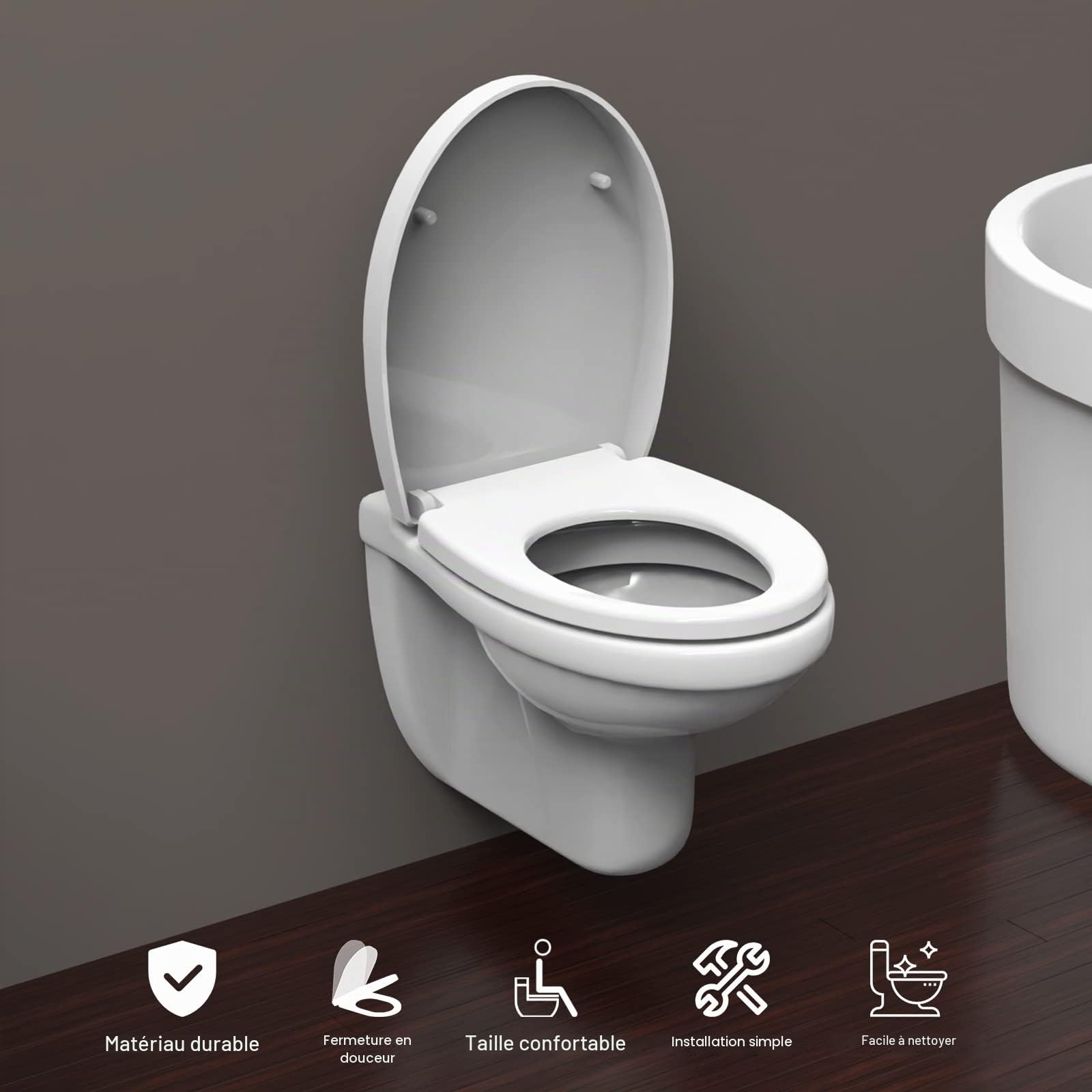 Wirquin 50720090 Réservoir Iseo combiné lave-mains intégré au réservoir, blanc & Ibergrif M41002, Abattant WC Forme O, Cuvette Toilette avec Frein de Chute, Lunette WC avec Fermeture en Douceur