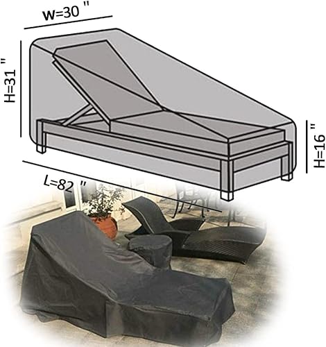 Miniatura 4 de Fundas impermeables para tumbonas para exteriores, patio, piscina, tumbona, resistente al viento, con correas de cierre de clic (negro, 82 pulgadas