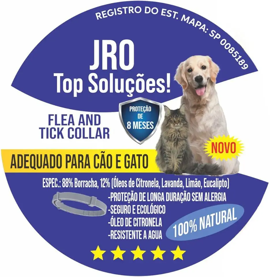 Coleira 38 cm ou 62 cm de comprimento contra pulgas carrapatos mosquitos leishmaniose palha calazar para cães e gatos com até 8 meses de proteção (62 cm)