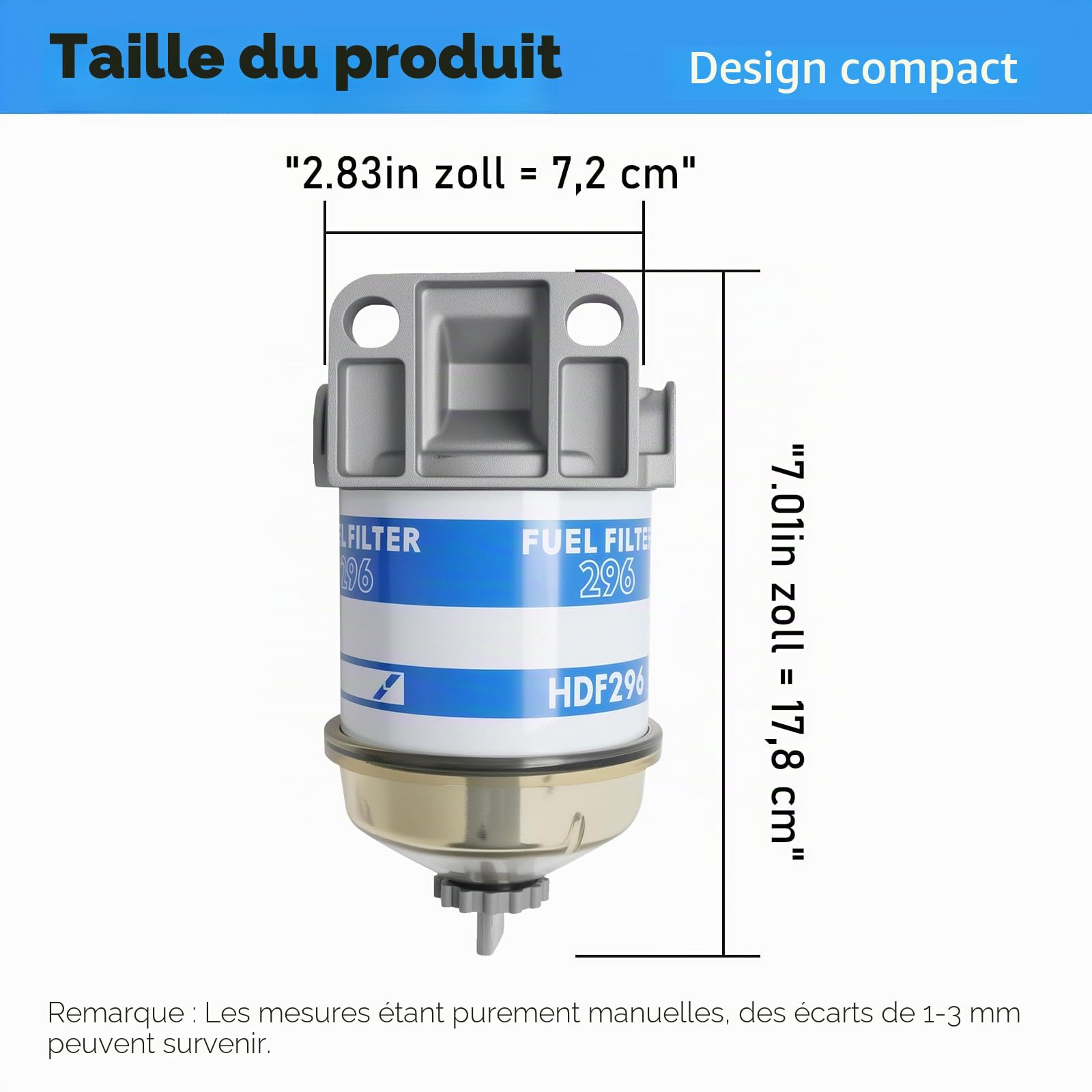 Filtre à carburant diesel séparateur d'eau, remplacement pour CAV296 moteurs diesel, bateaux de marine, tracteurs, générateurs électriques, pour Massey Ferguson 133 135 140 140 145 165 165