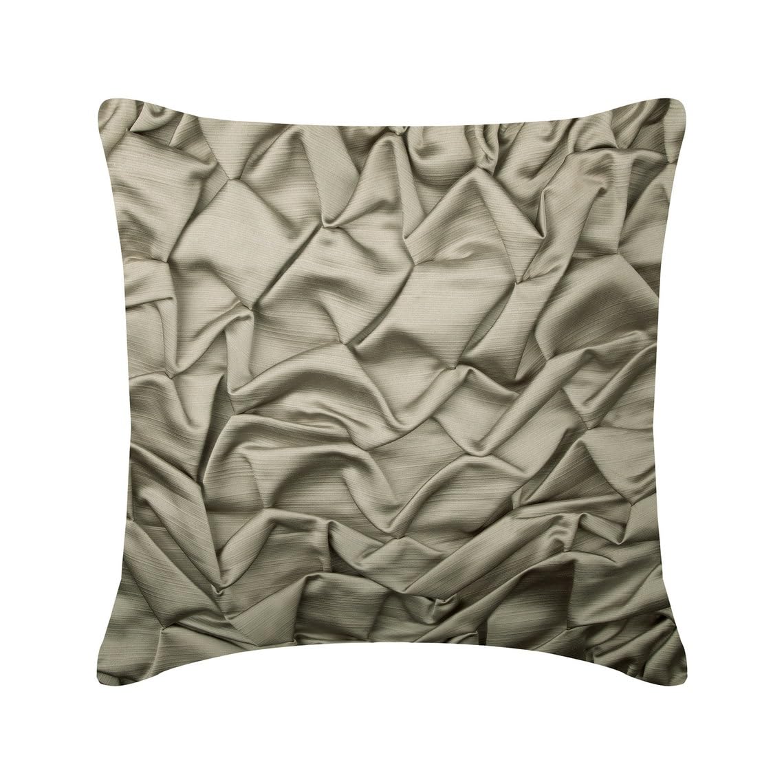 The HomeCentric Decorative Silver Grey 22"x22" (Pack of 2, 55x55 cm (22"x22") cushion Covers, Satin Textured, Pintucks & Knots Throw cushion Covers, Solid Color Pattern Modern Style - Silver Wave