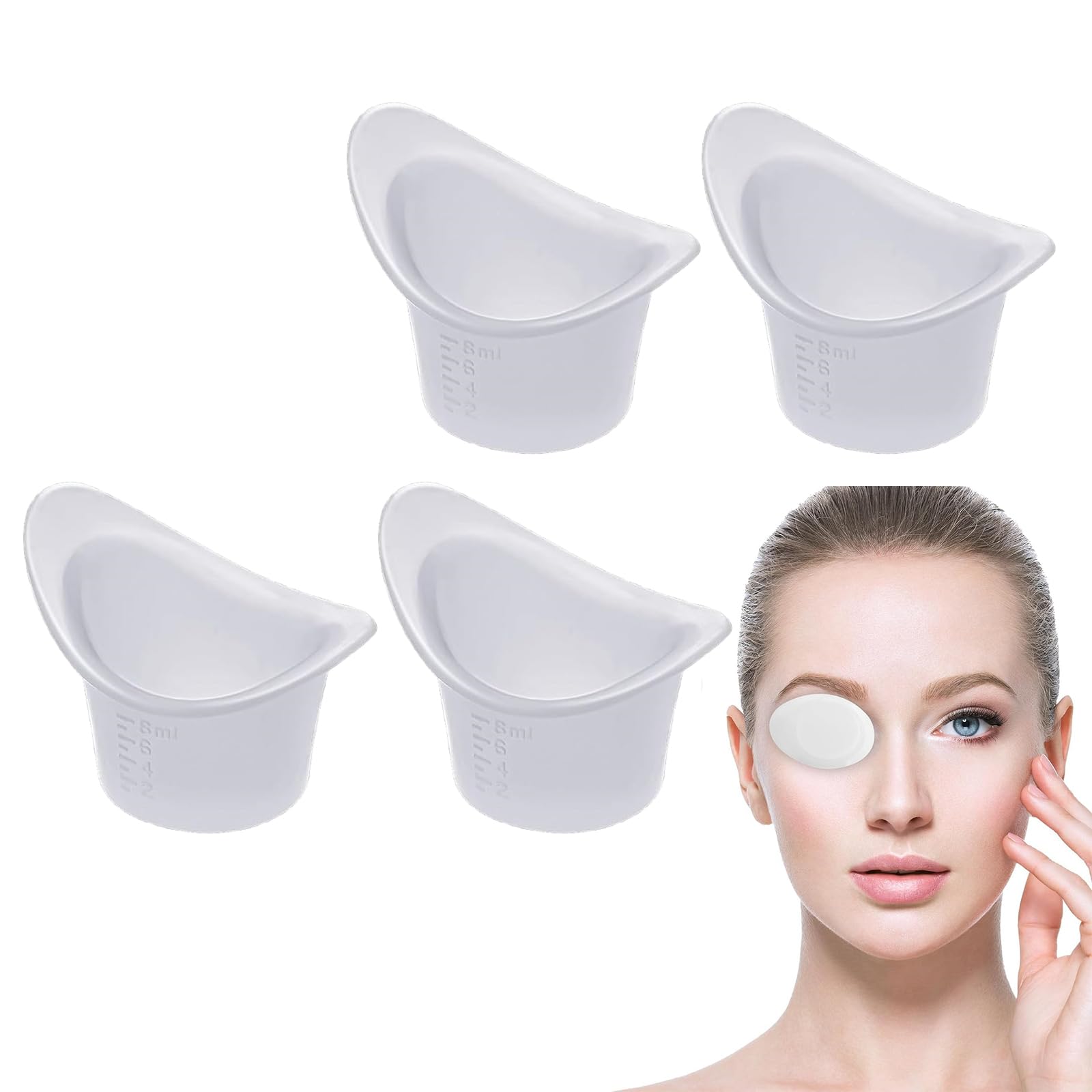 Tazza da Bagno in Silicone per Occhi Portatile - Morbida e Riutilizzabile per Lavaggio Oculare, Non Sterile, 8ml, 4 Pezzi