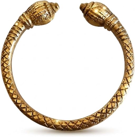 Ervio Gold Plated Brass Adjustable Shiv Nandi Tiger Kada for Men &amp; Women | Mahadev Shivling &amp; Tiger Head Design Bangle | T...