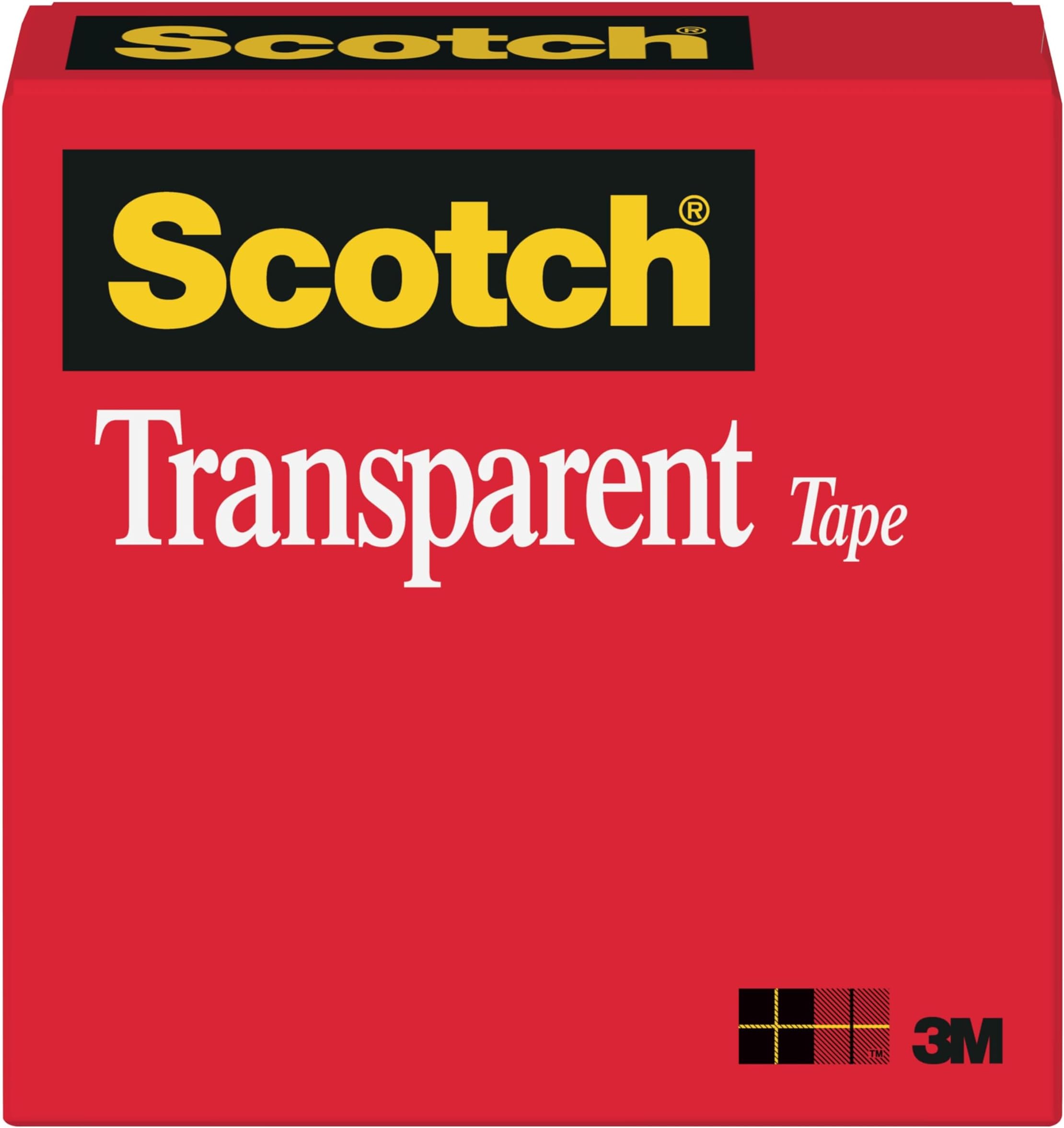 Scotch Transparent Tape, Wide Width, Engineered for Office and Home Use, 1 x 2592 Inches, Boxed (600)