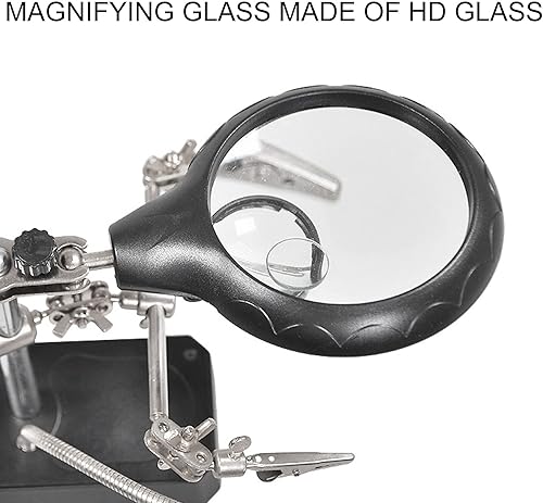 Miniatura 4 de Lupa de escritorio, lupa con lámpara LED, lupa de escritorio con clips auxiliares para inspeccionar y reparar dispositivos electrónicos