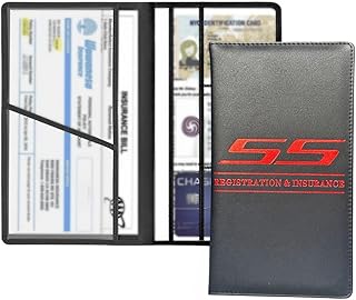 Car Registration and Insurance Holder Fit for Chevy Camaro SS Vehicle Glove Box Car Organizer with Magnetic Closure, Driver License and Cards (SS)