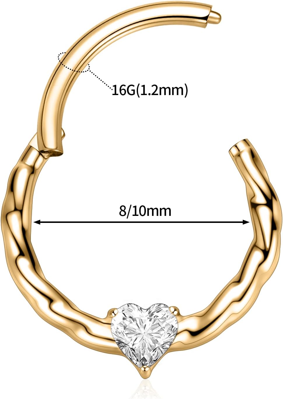 PEAKLINK Surgical Steel Septum Ring Nose Ring Hoop Daith Earrings Septum Jewelry Gold Silver Seamless Clicker Ring Tragus Cartilage Conch Helix Rook Hoop Earrings 8mm 10mm - Image 2