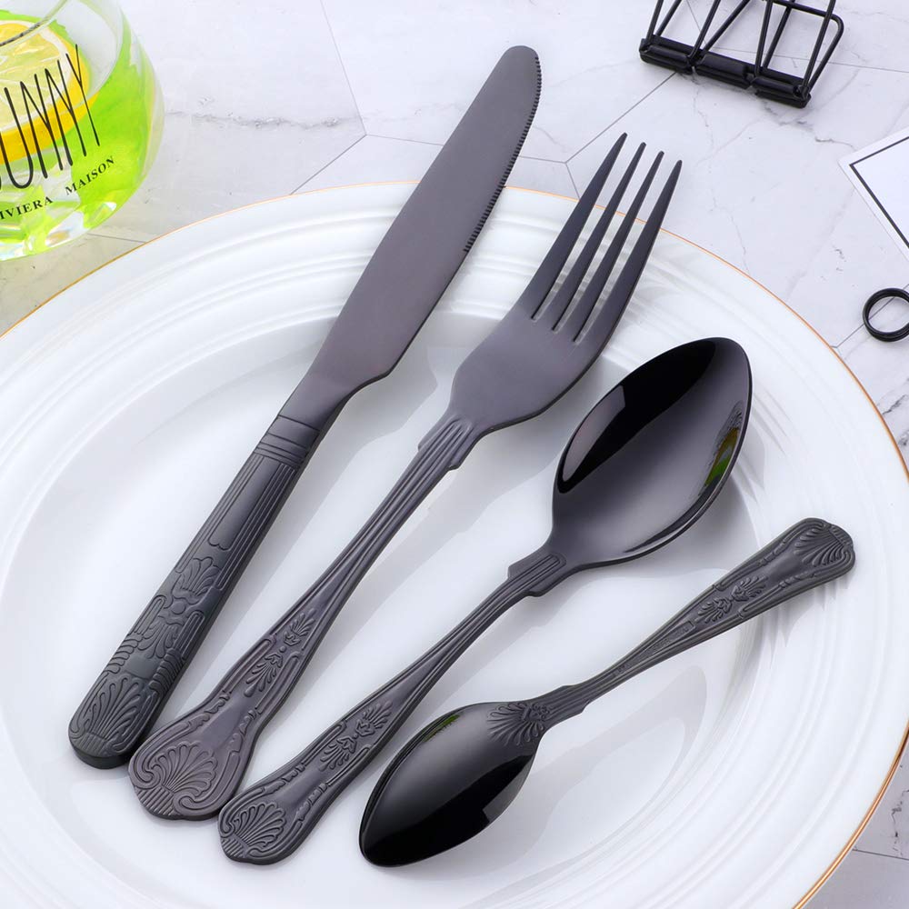 Buyer Star Besteckset 24pcs, Besteckset Edelstahl Messer Gabeln Löffel, für 6 Personen, Grundgeschirr aus Spiegelpolitur