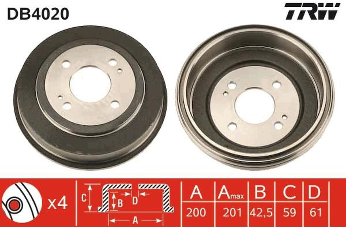 TRW Replacement Brake Drum DB4020
