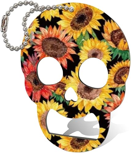Abridor de botellas de calavera de girasol para niña mujer ella hermana novia llave de barra de calavera decoración de calavera de azúcar día de