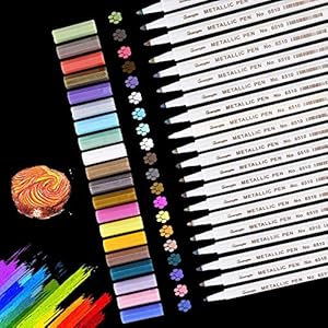 Vegena Metallic markeerstiften, acrylstiften 20 kleuren permanent metallic pen voor DIY fotoalbum scrapbooking…
