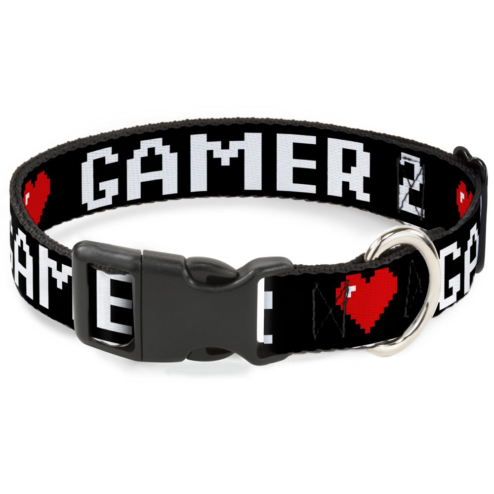 Collar de 8 puntas Buckle Down Gamer negro y rojo de 3,81 x 45,72 cm