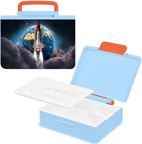 Miniatura 2 de Kcldeci Lonchera Bento para adultos, ecológica, dragón de fuego, rojo, azul, 33.8 fl oz, contenedor de almacenamiento de alimentos para adultos,